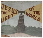 Crate lid religious painting