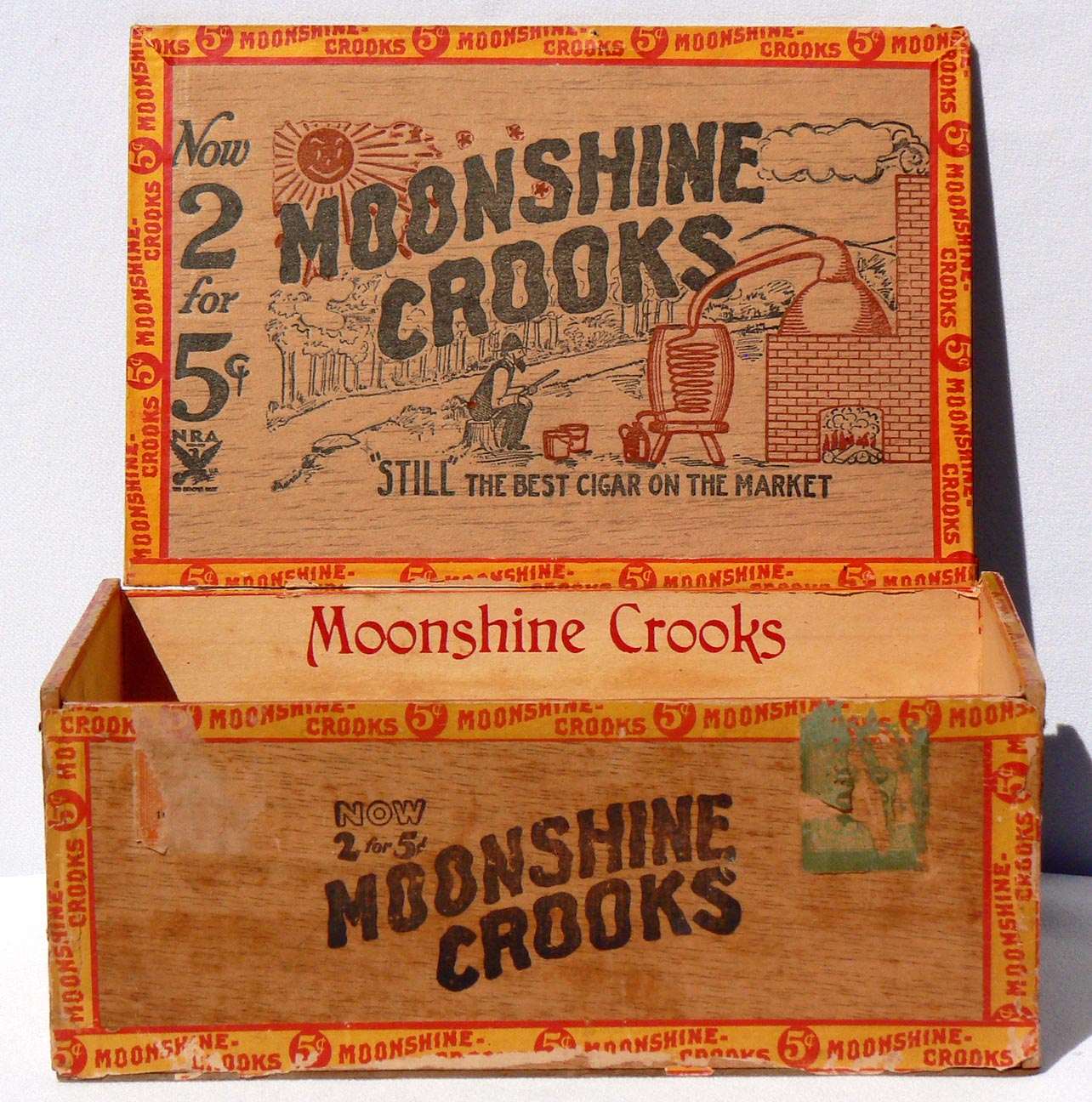 Moonshine Crooks Wood Cigar Box