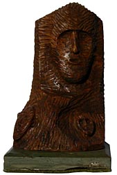 Carved bust on stone base