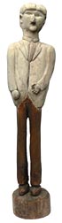 Large carved man in jacket