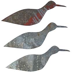 Three metal birds