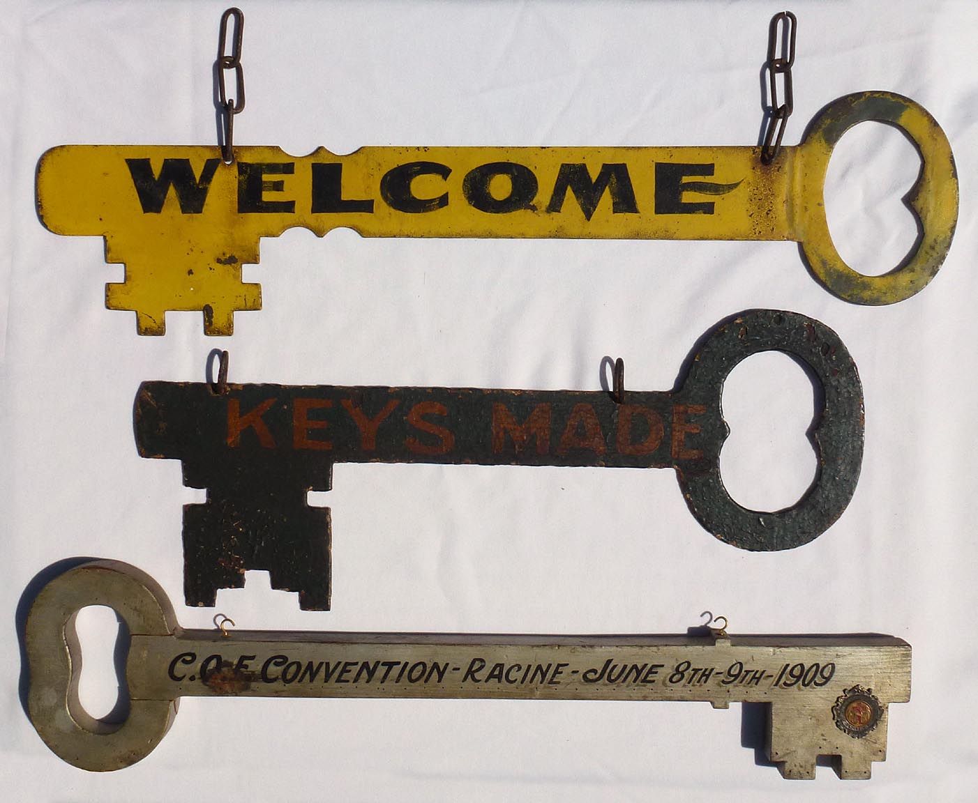 Three large key signs