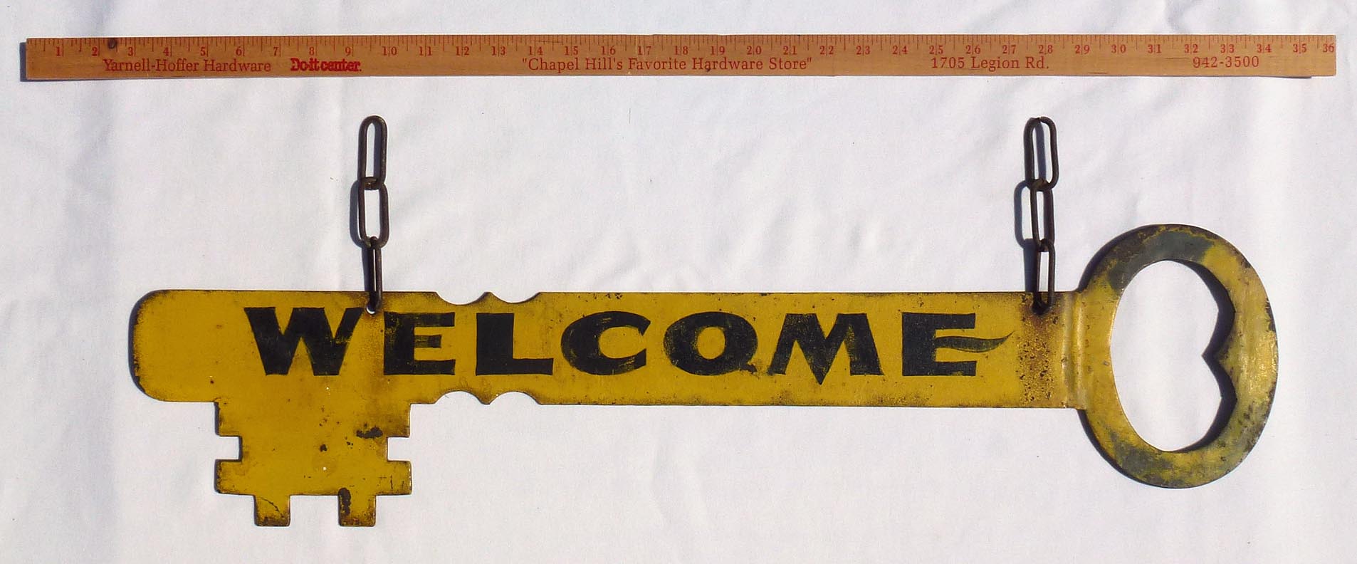 Two sided metal key Welcome sign