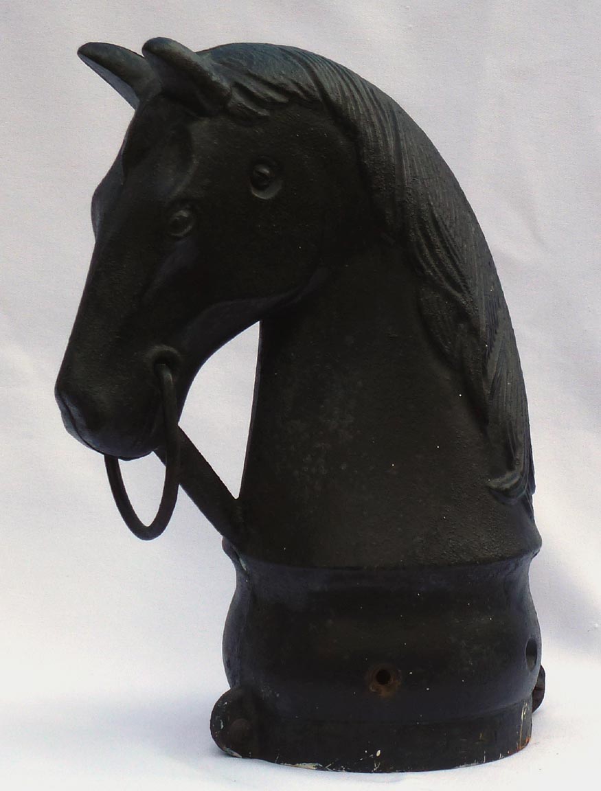 Cast iron horse head hitching post