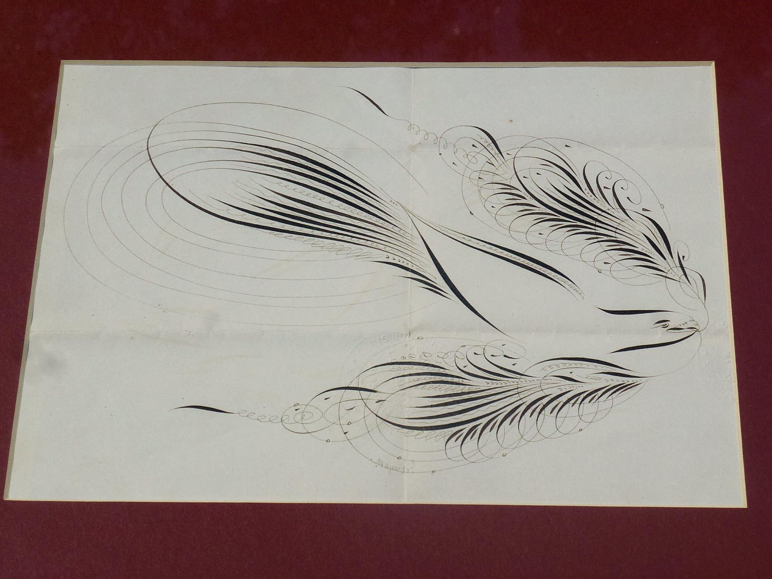 19th c. calligraphy bird
