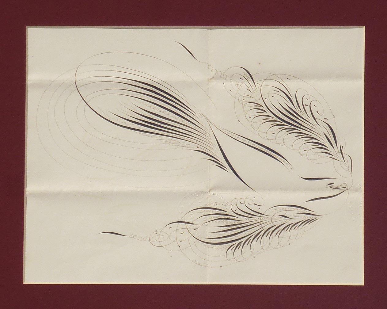 19th c. calligraphy bird
