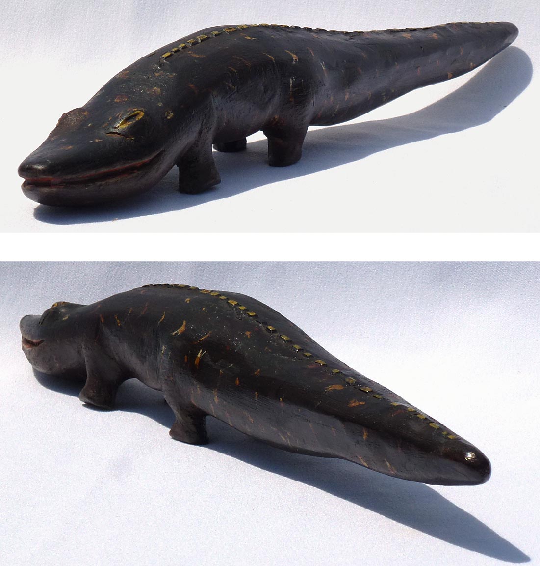Carved and painted alligator