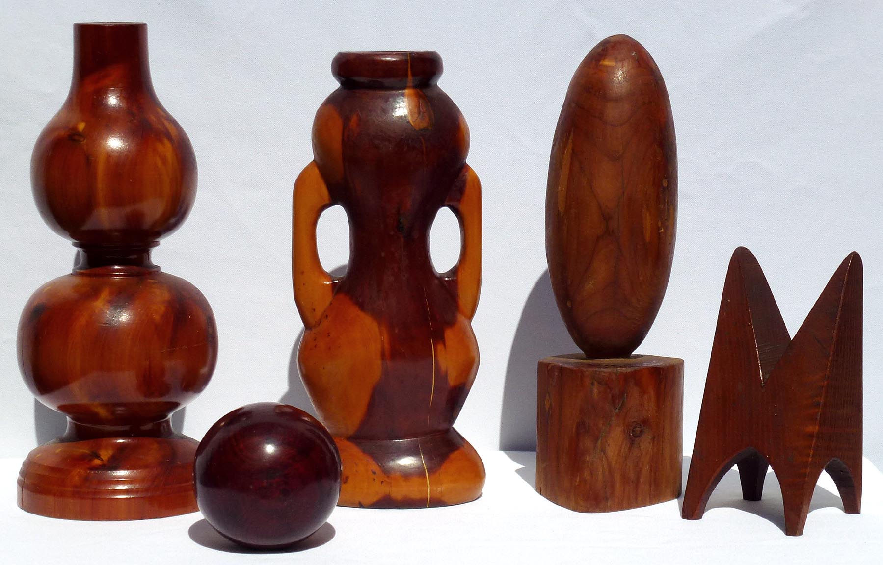 Set of Five Whimsical Cedar Carvings