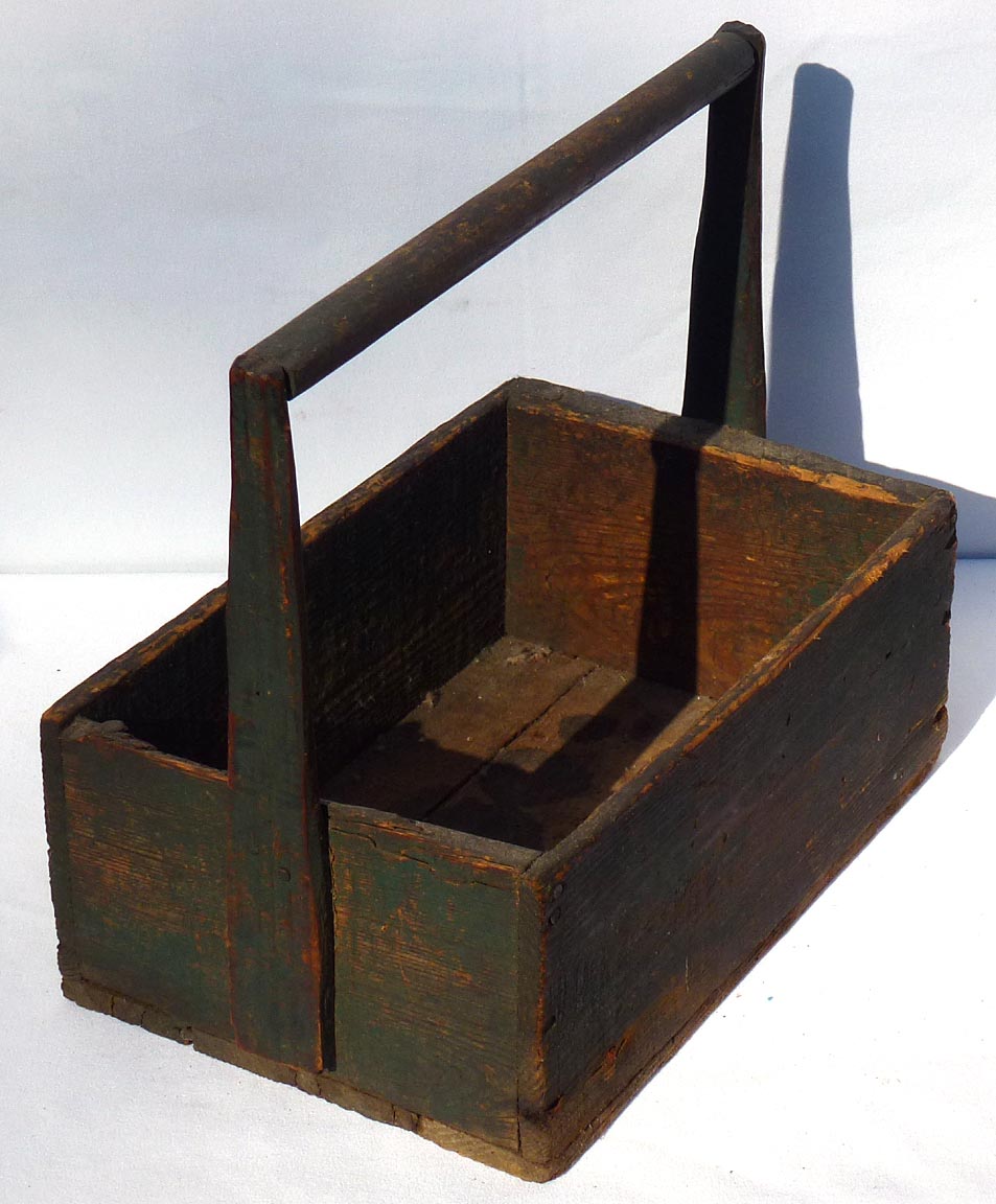 Painted wooden tote box