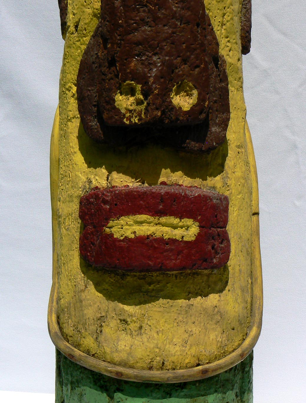 Folky Plant Stand With a Relief Carved Face