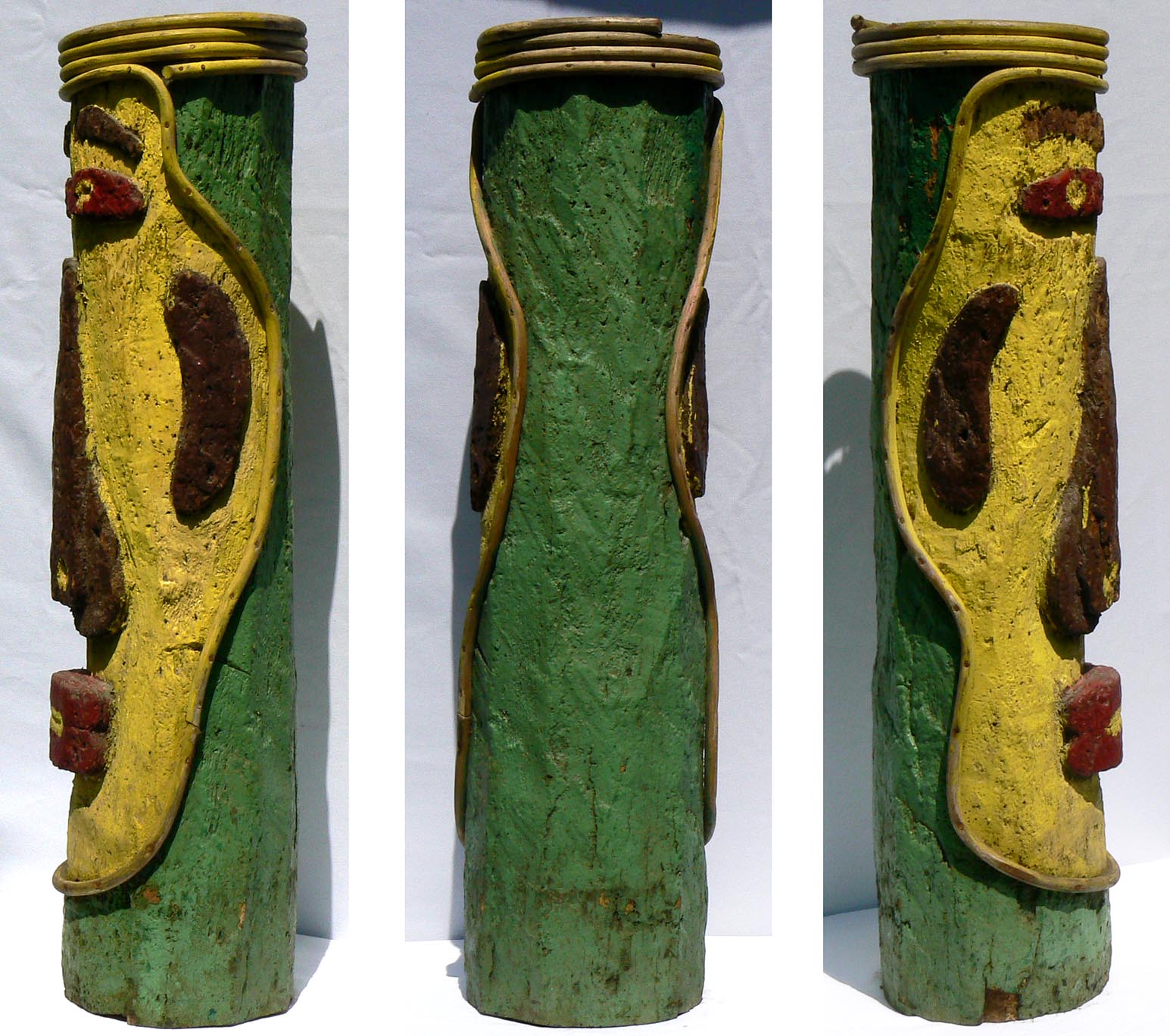 Folky Plant Stand With a Relief Carved Face