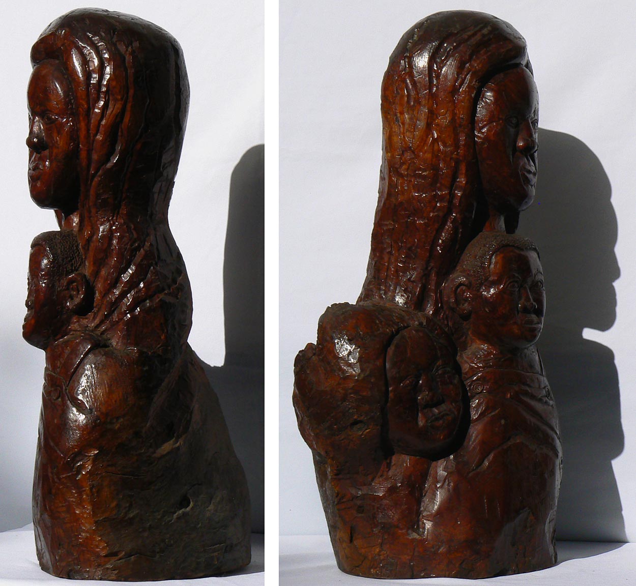 African-American carving of mother and children