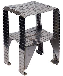 Metal table made from industrial conveyor belt