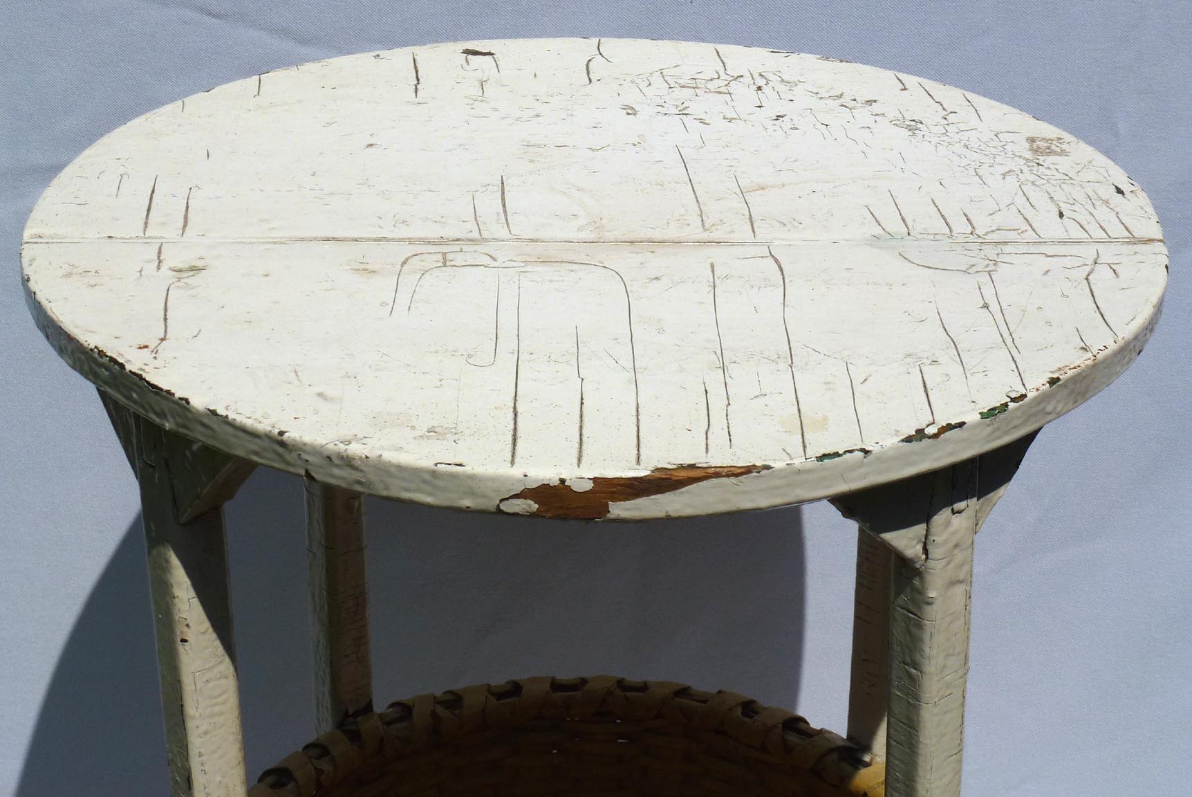 Painted table with basket