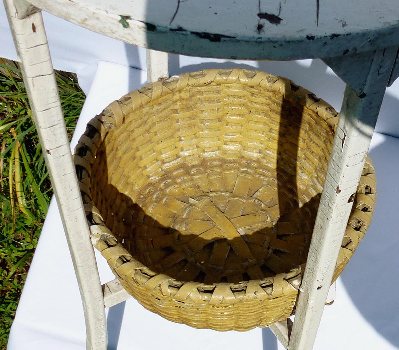 Painted table with basket