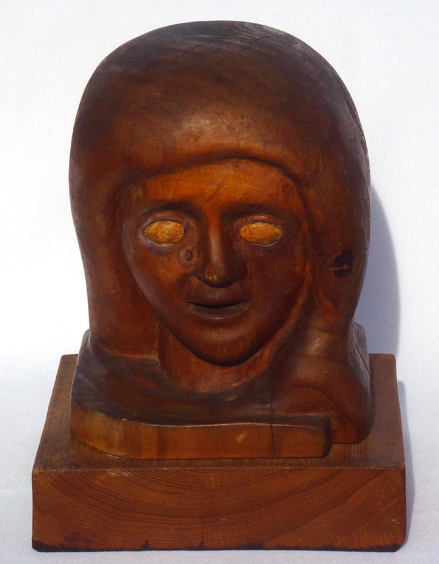 Carving of woman's head