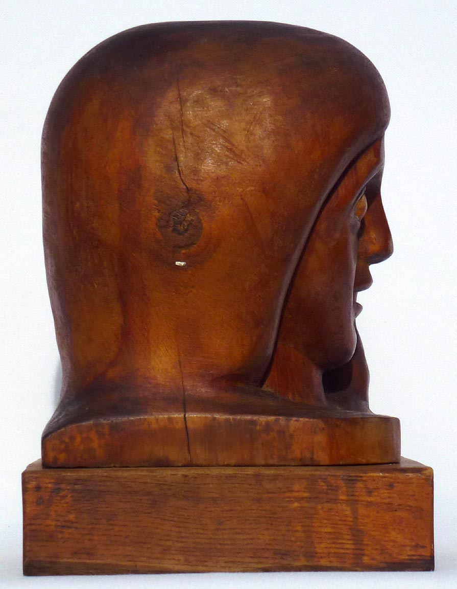 Carving of woman's head