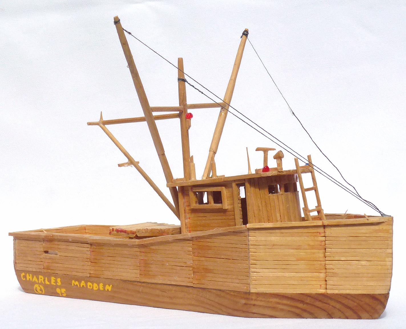 Matchstick fishing boat model