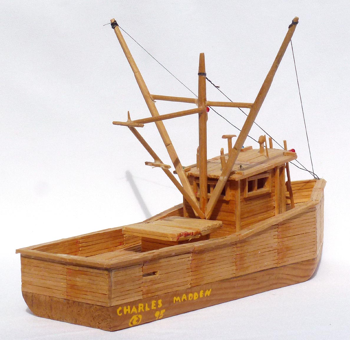 Matchstick fishing boat model