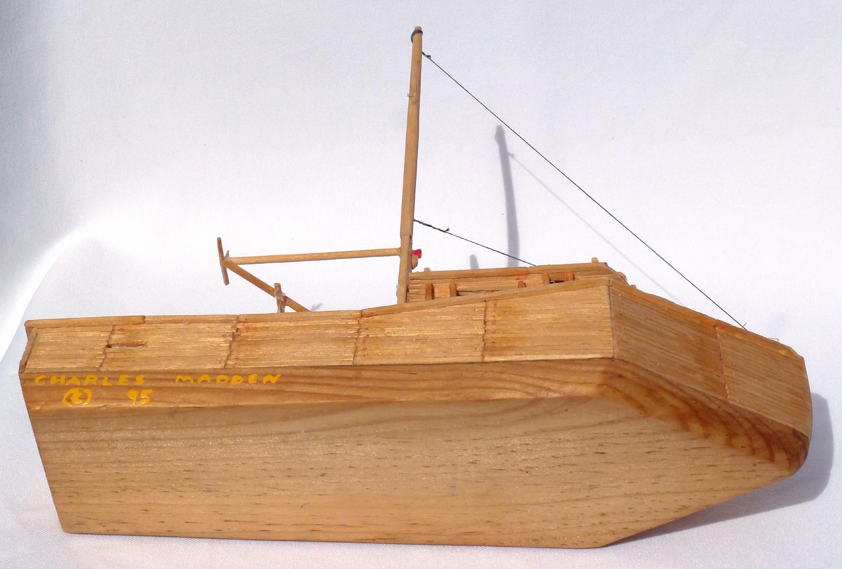 Matchstick fishing boat model