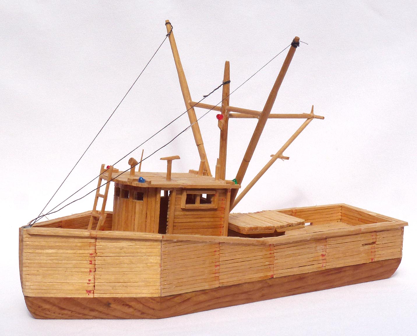 Matchstick fishing boat model