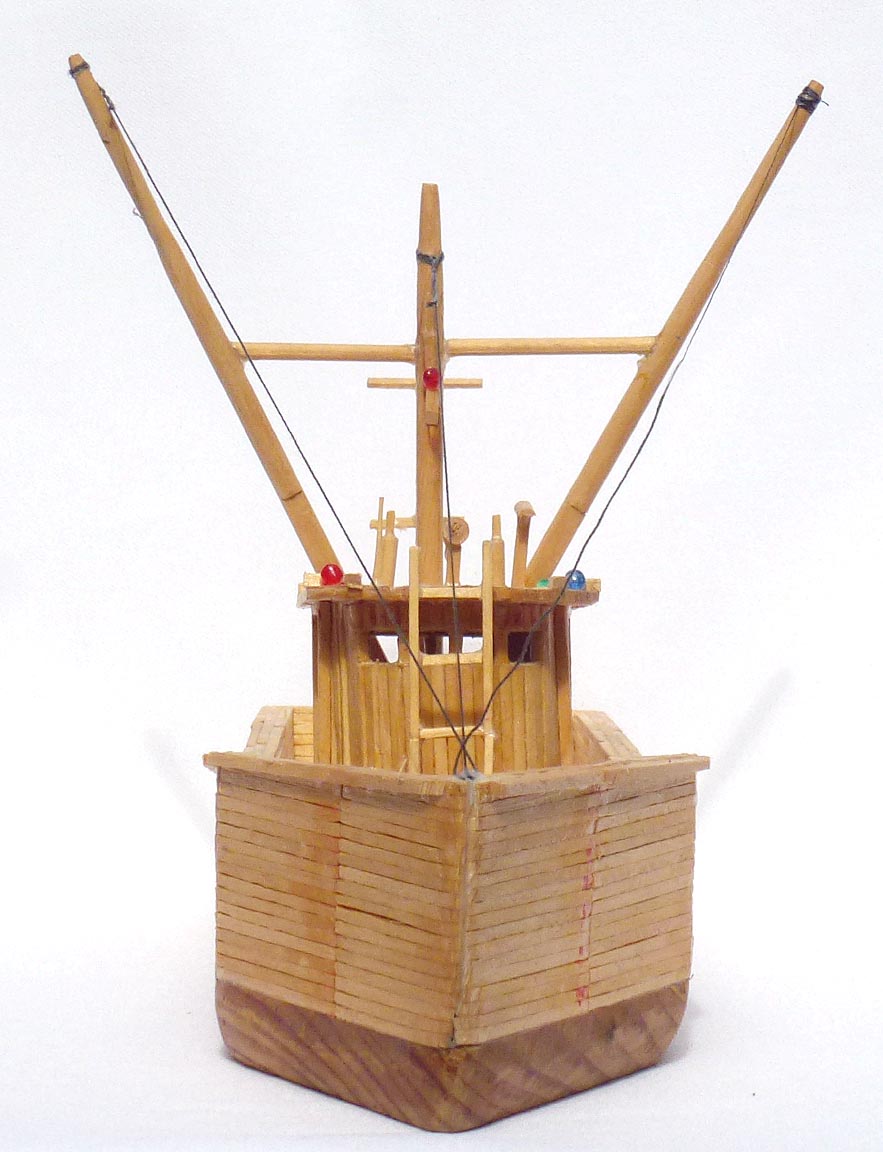 Matchstick fishing boat model