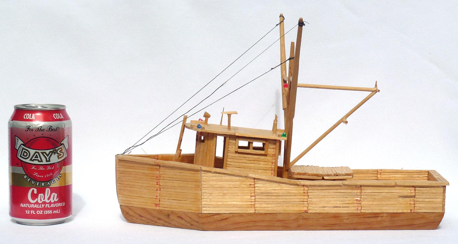 Matchstick fishing boat model