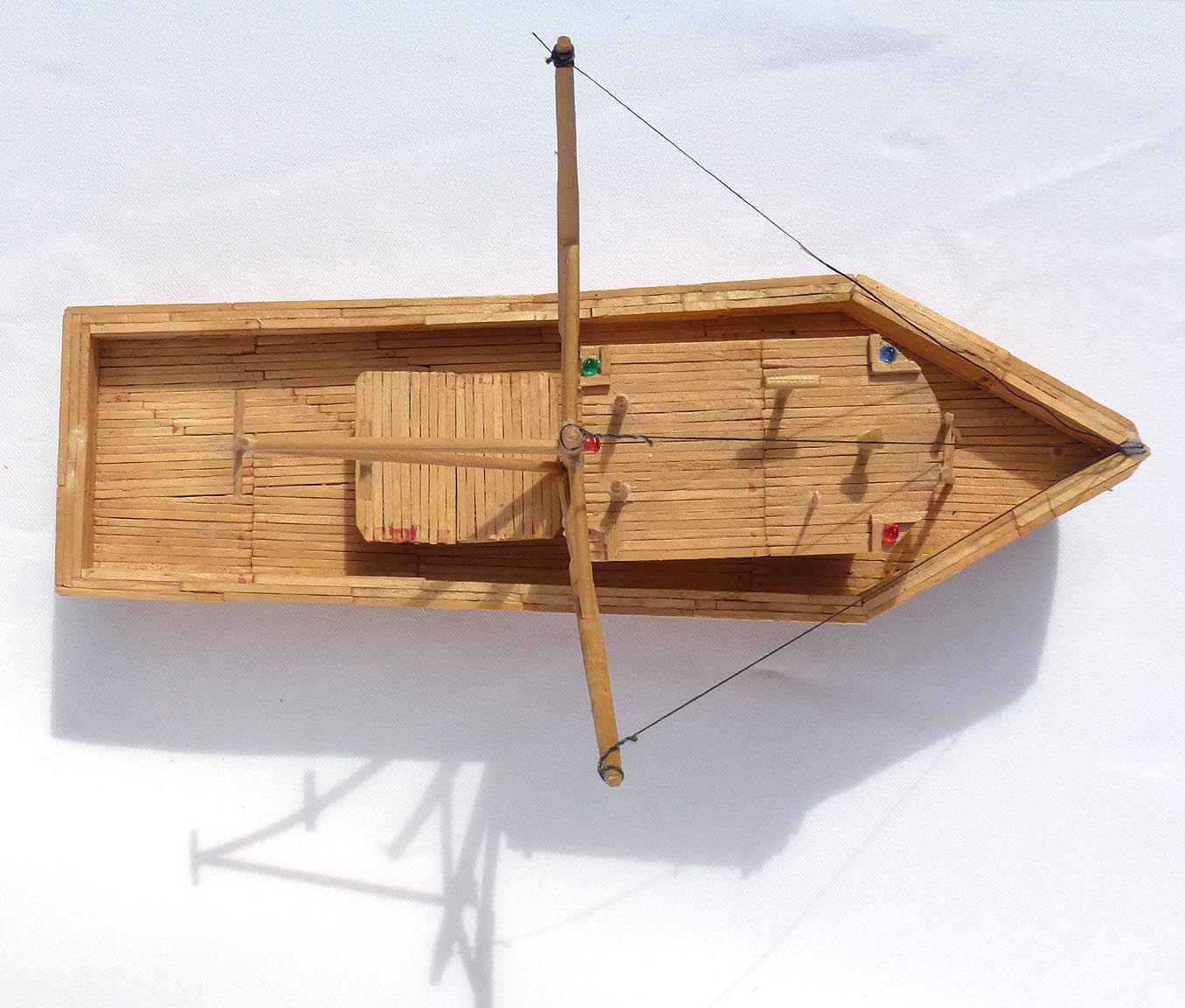 Matchstick fishing boat model