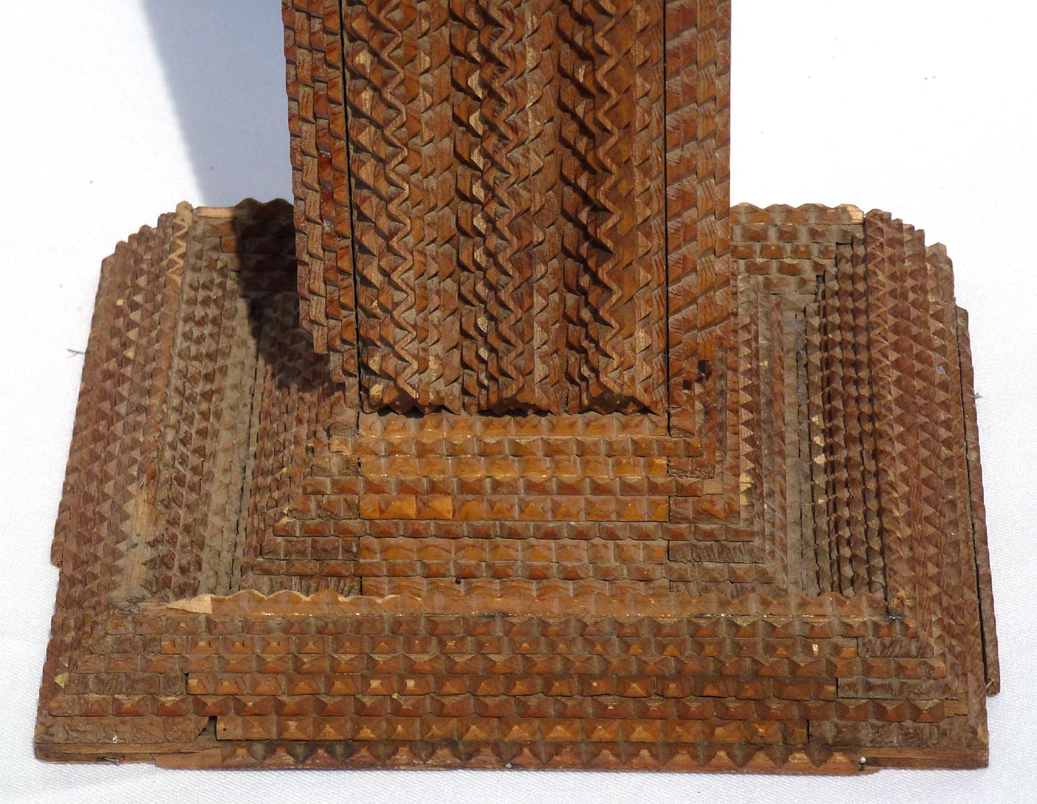 Tramp art pedestal stand