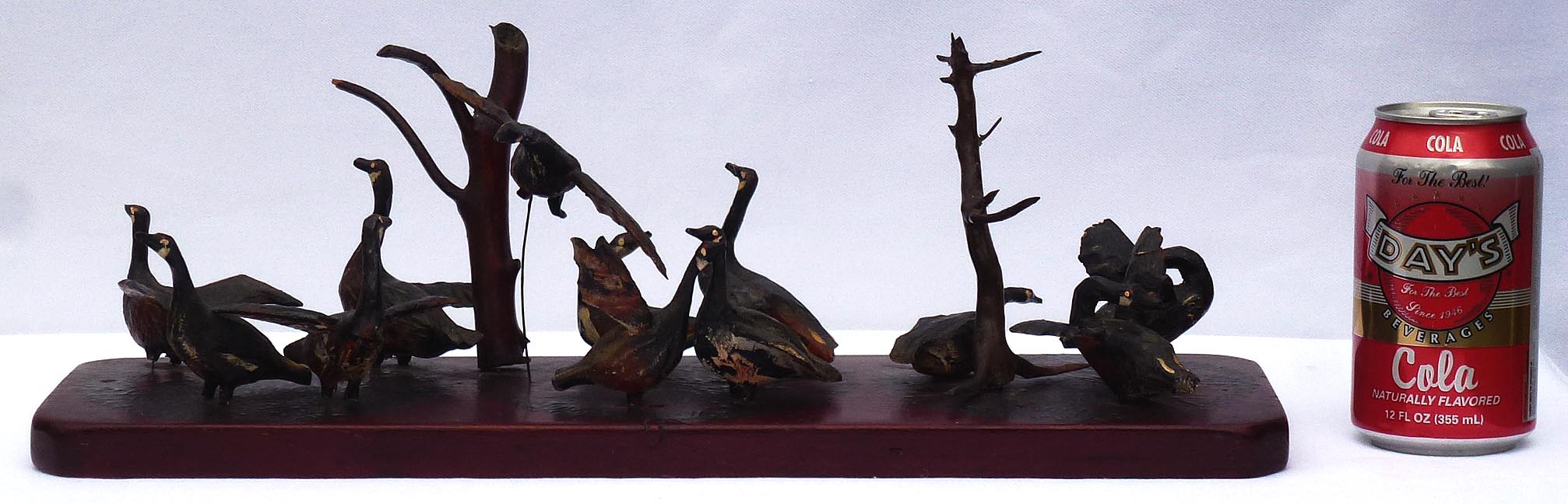 Assemblage of carved geese