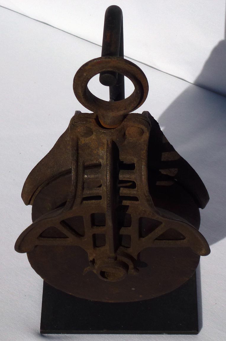 Wood and metal pulley